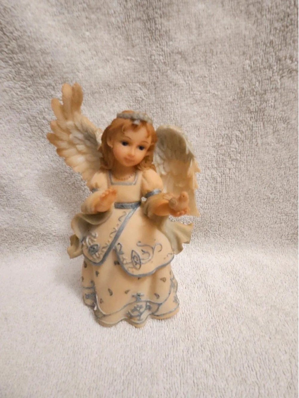 VTG Montfiori Fairy Angel Figurine Bird Whimsical Fantasy 5" Cream Silver
